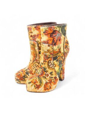 Dolce & Gabbana Boots Short Shoes Gobelin Floral Pattern Multicolor 37.5